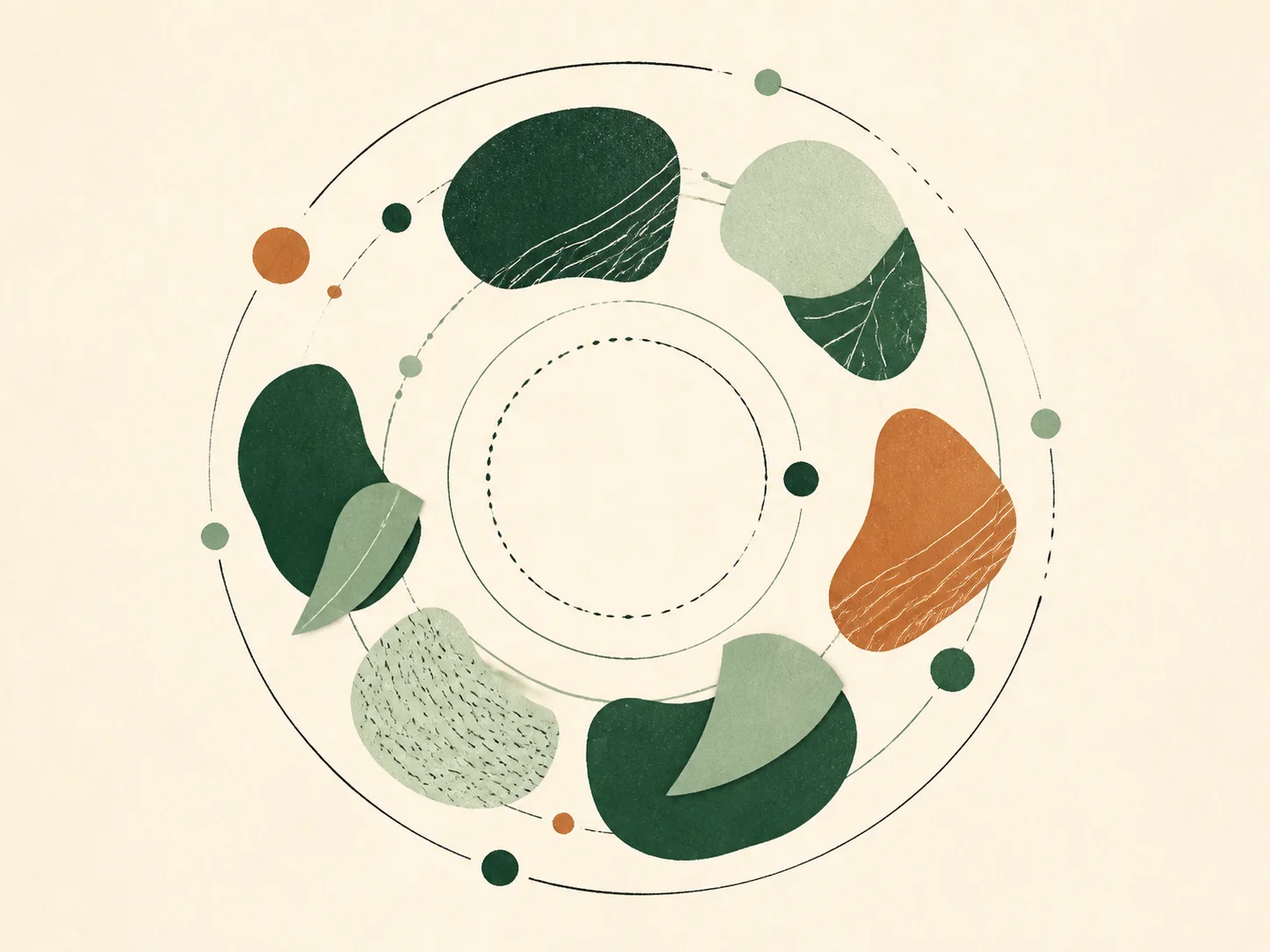 Abstract circular forms suggesting a dependable monthly rhythm